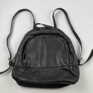 MARGOT New York Leather Backpack Bag Black Soft Pebbled 2 Zip Compartments